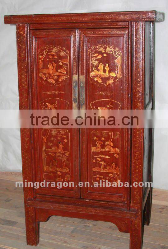 Chinese antique furniture Shanxi pine wood Red Two Door cabinet