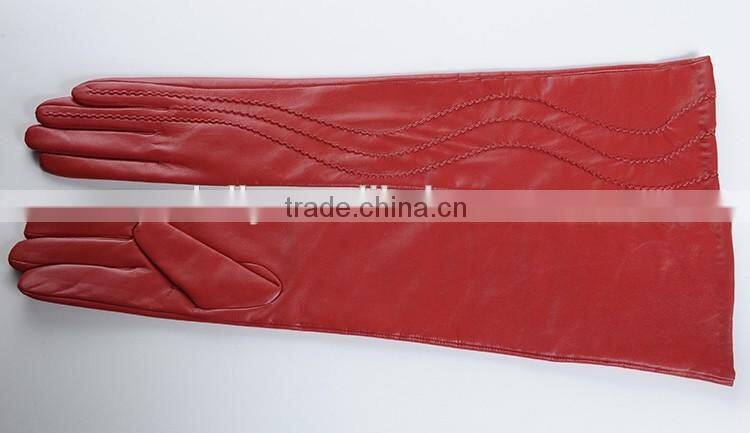 long genuine leather long gloves long arm sleeve top women's winter sheepskin long design leather gloves