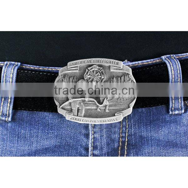American Firefighters From Yesterday To Today With This Finely Sculpted And Enameled Pewter Belt Buckle