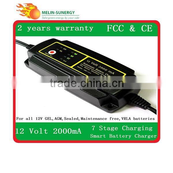 7 Stage 12V2000mA Automatic GEL battery charger for Motor Bike and Car