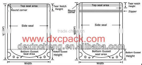 Transparent Plastic Stand Up Pouch With Zipper and Eurohole OnTop