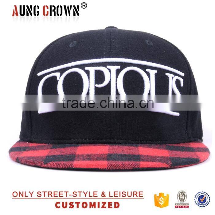 Fashion hip-hop custom made 3d embroidered snapback cap hat