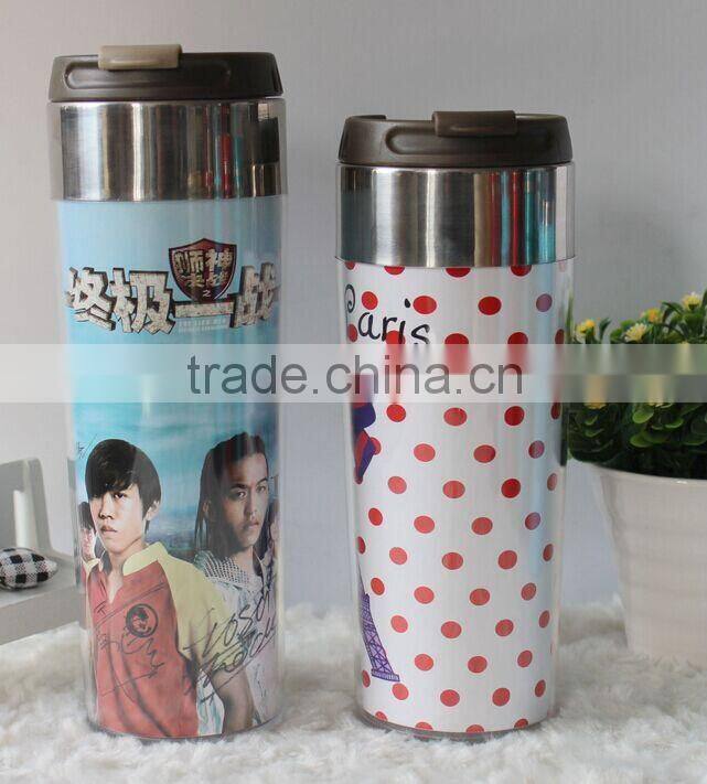 double wall insulated car Mug with lid &office mug&Portable mug&coffee mug with paper inserting &starbucks mug
