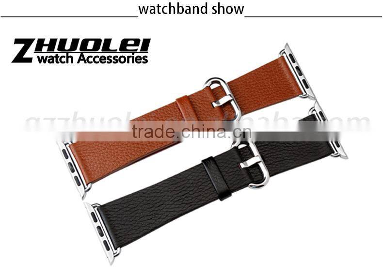 Wholsale black brown red grey Calfskin Leather Watch Strap S/S Adapter for 38mm 42mm Iwatch Strap For Apple Watch Band