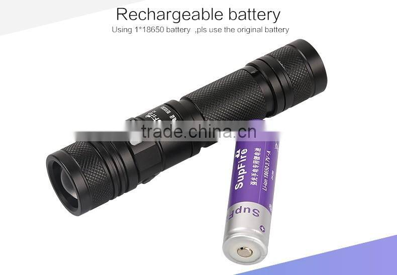 SupFire A2 USB flashlight T6 LED torch focusing flash light