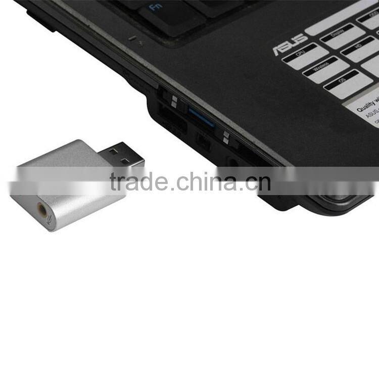 Aluminum USB External Stereo 7.1 Channel 3D Sound Card Adapter 3.5mm Aux Out