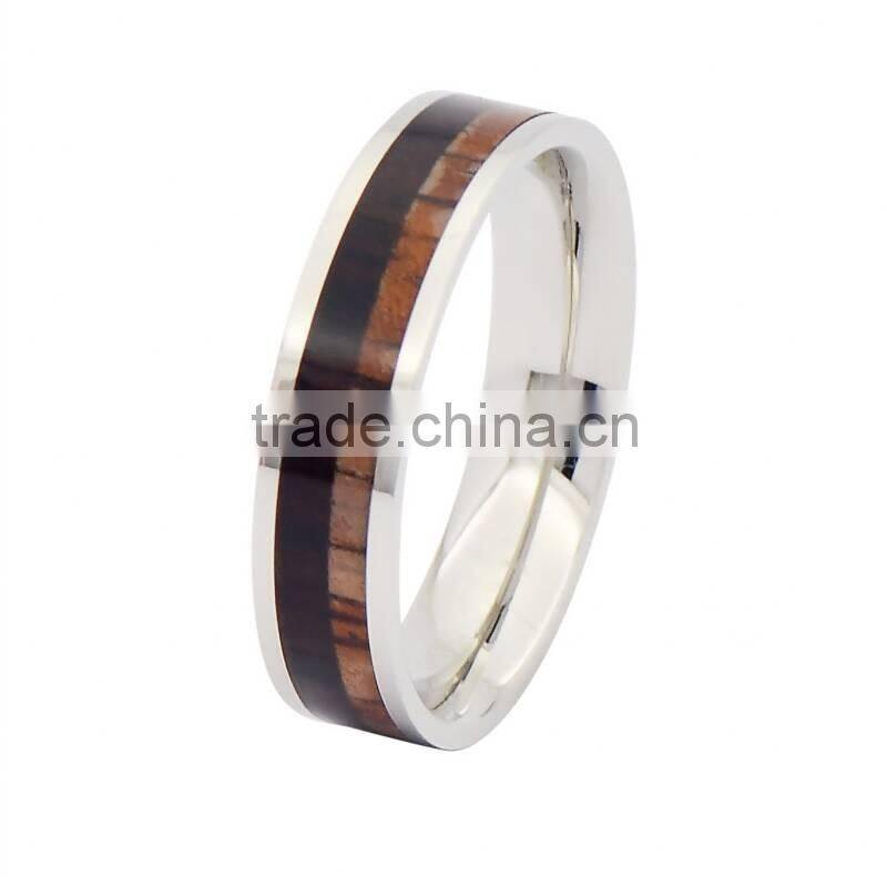 Wood and titanium wedding bands for men,titanium band ring