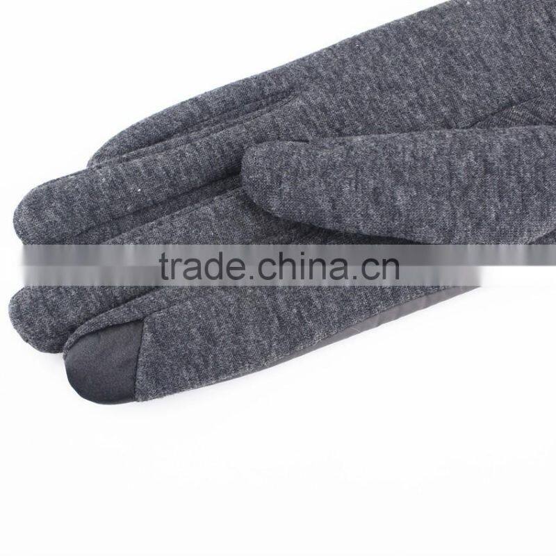 Gray eiderdown touch screen goves with four outside sewing lines