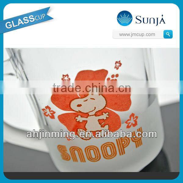 SH66 new design Snoopy glass juice cup children like frosted Snoopy glass juice cup mug with handle