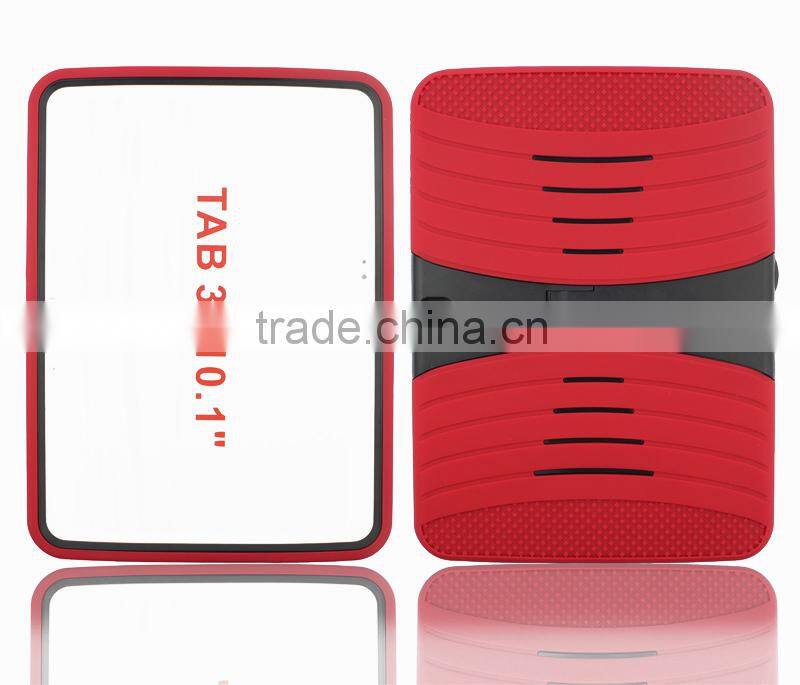 Coutinue Hot selling Heavy Duty Rugged impact case tough hard kickstand silicone rubber Case for Samsung Galaxy Tablet 3 10.1