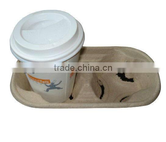 Custom Sugarcane Bagasse Molded Fiber Coffee Cup Trays,Cup Holder Pulp Paper