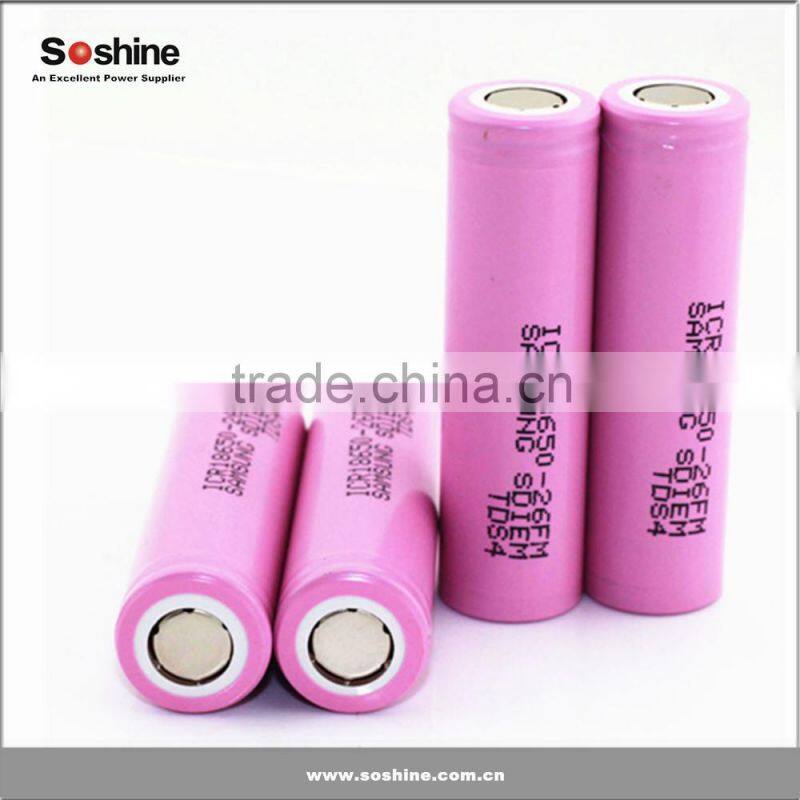 Samsung sdi battery 3.7v ICR18650-26F 18650 2600mah Samsung 18650 li-ion battery