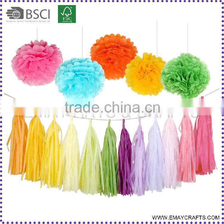 Factory Price Fashion Handmade Paper Tassel Diy Tissue Garland