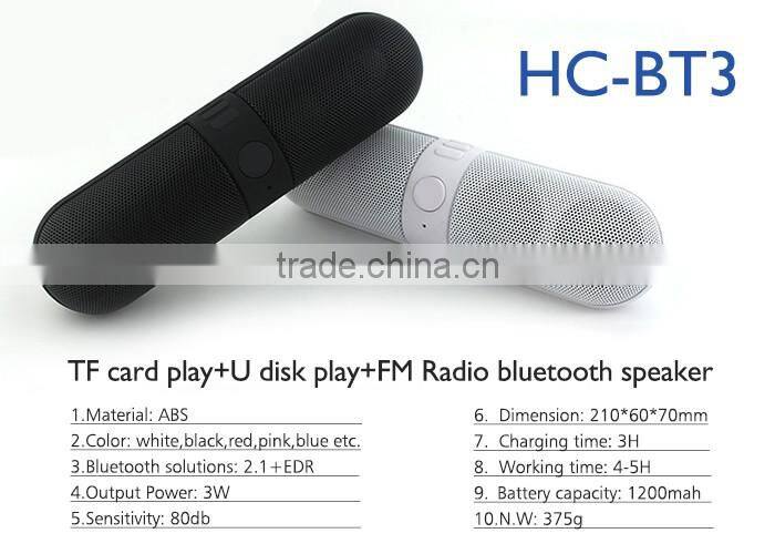 2016 High Definition Audio, Built-in Microphone The pill car outdoors outdoor cheap bluetooth speaker with led