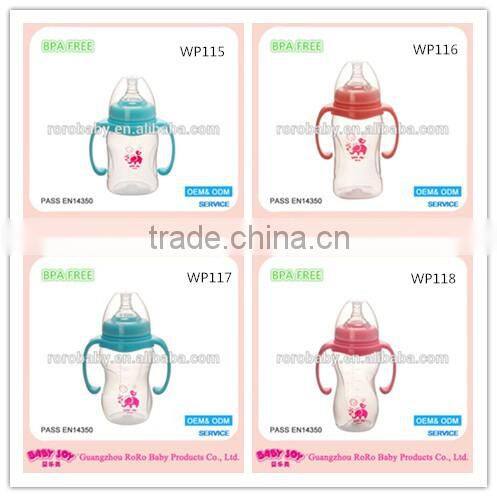 2016 Wide Neck Scrub Design PP Plastic Baby Bottle With Scale