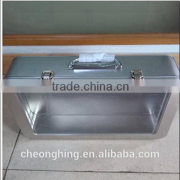 large rectangular hinged tin box with handle&lock