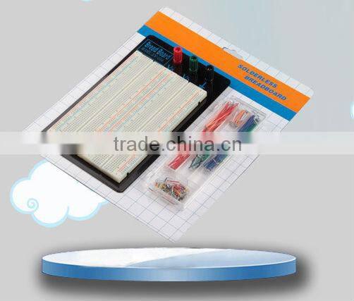 2014 hot sell white ABS metal reed 1260 tie-point with jumper wire testing solderless breadboard