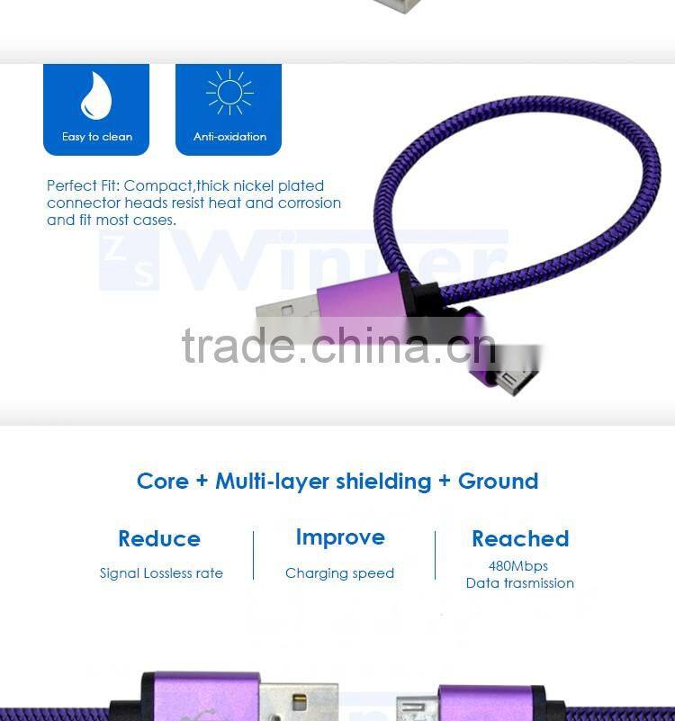 3.3 ft(1M) High Speed Aluminum Shell Nylon Braided USB 2.0 A Male to Micro USB Male Cable