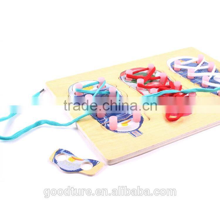 2 In 1 Games Wooden Shoes Puzzles And Tie The Shoelace