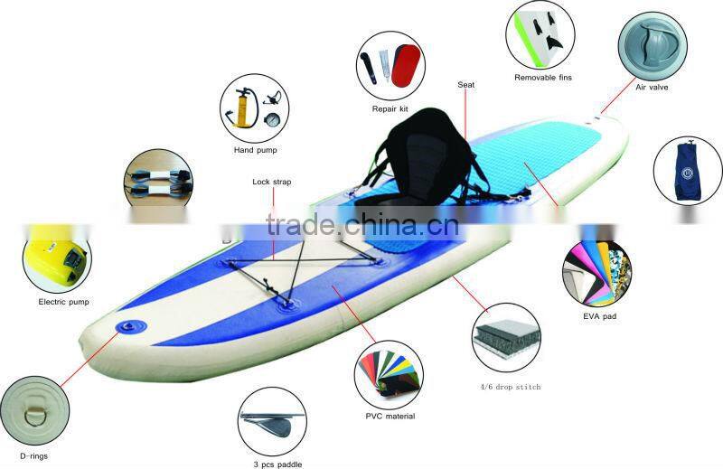10' paddleboard all round drop stitch inflatable sup paddle board