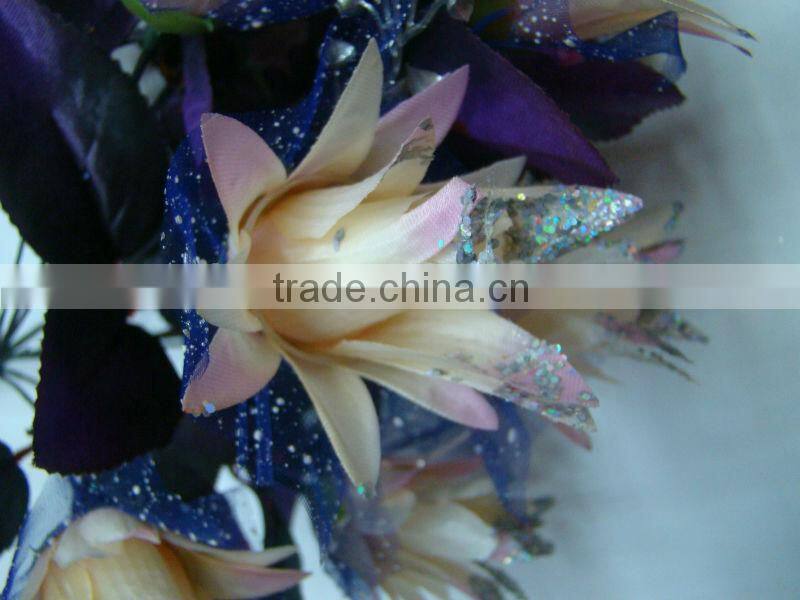 12 heads artificial flowers arrangements in vase
