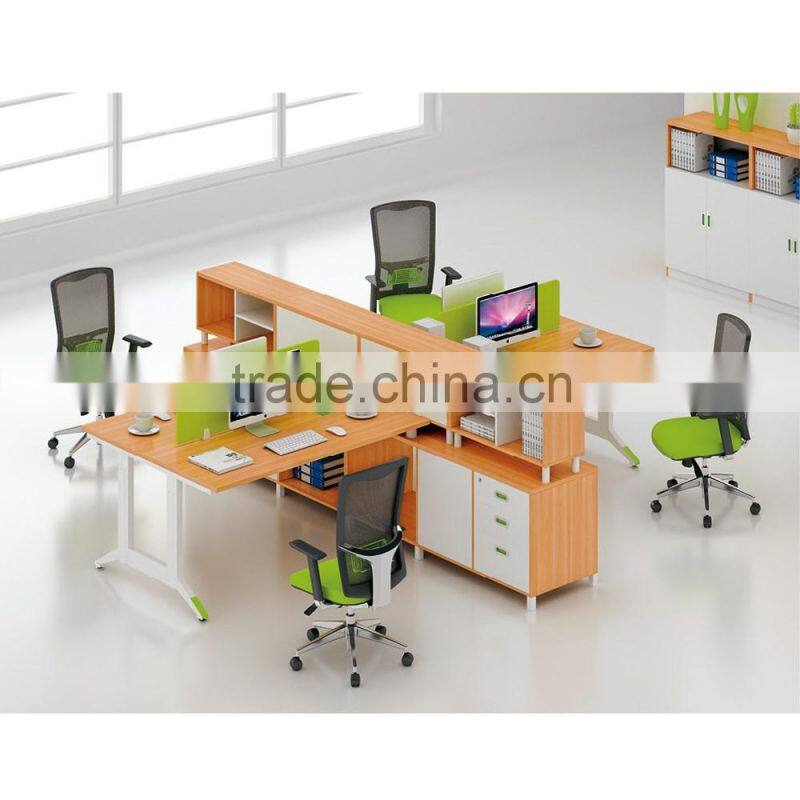 Metal leg office table partition with cabinet
