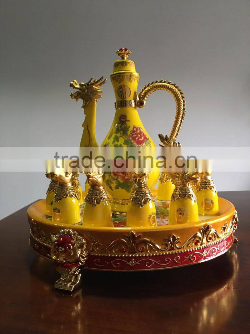 12 zodiac yellow ceramic wine cups,artistic ceramic cup