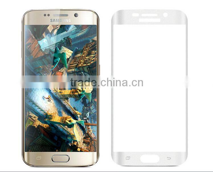 White full covered screen protector for Samsung galaxy S6 edge mobile tempered glass film