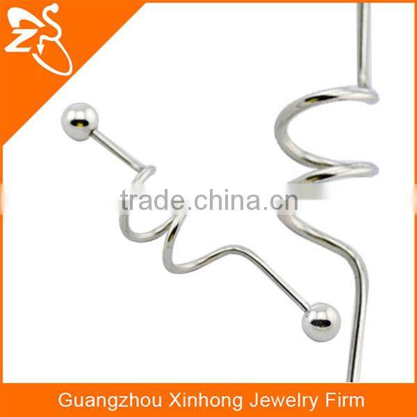 gold plated surgical steel square industrial barbell body piercing jewelry