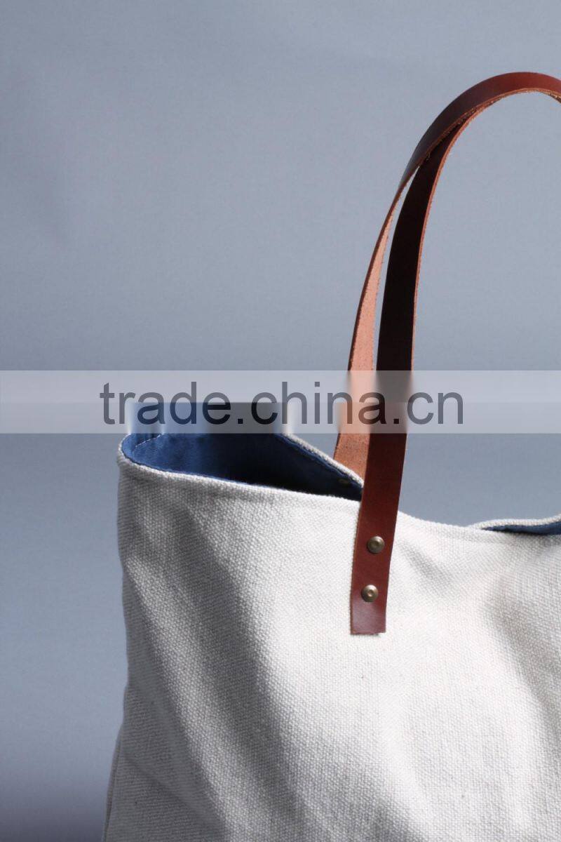 super quality large summer beach bag leather handles wholesale