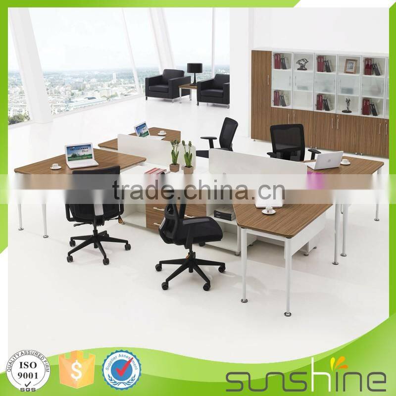 HT-FPW16 Modern American Style Office Furniture Metal Frame Workstation For 4 Person