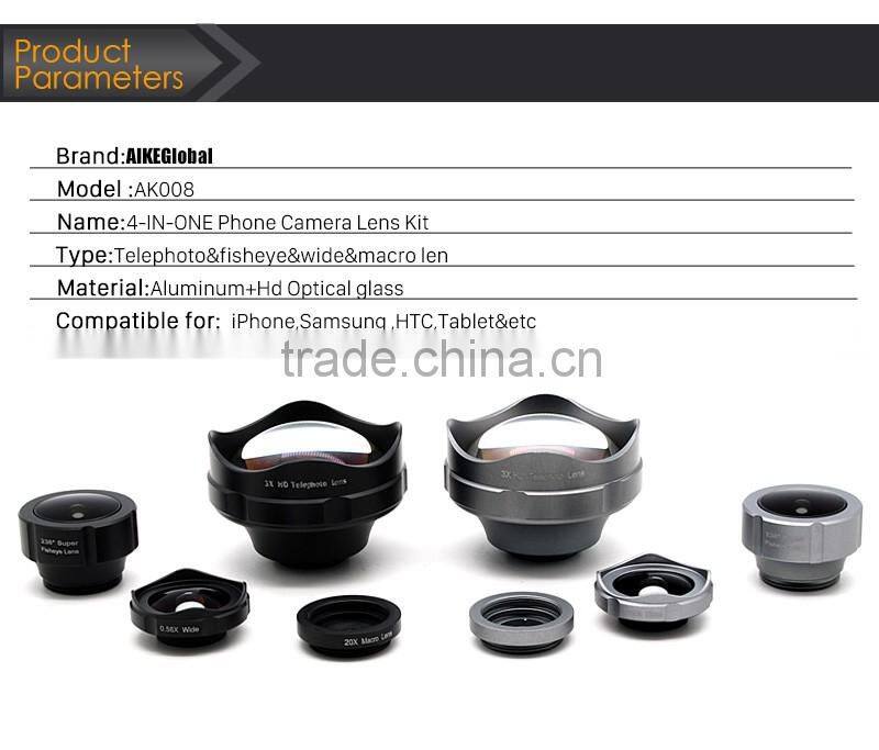 3X Professional HD Zoom Telephoto Lens with universal clip lens for iPhone SE 6S plus samsung galaxy s7 edge