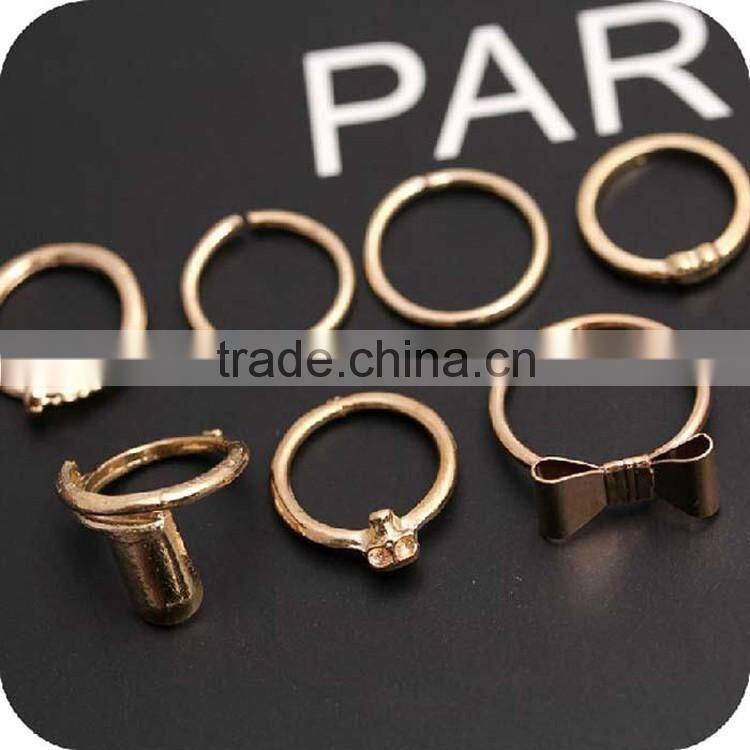 wonder 7pcs set gold filled settings models ring for women