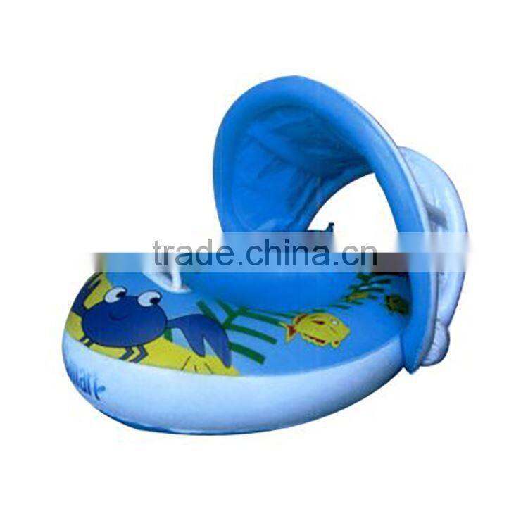 blue and pink sun shade inflatable baby swim seat float boat with canopy