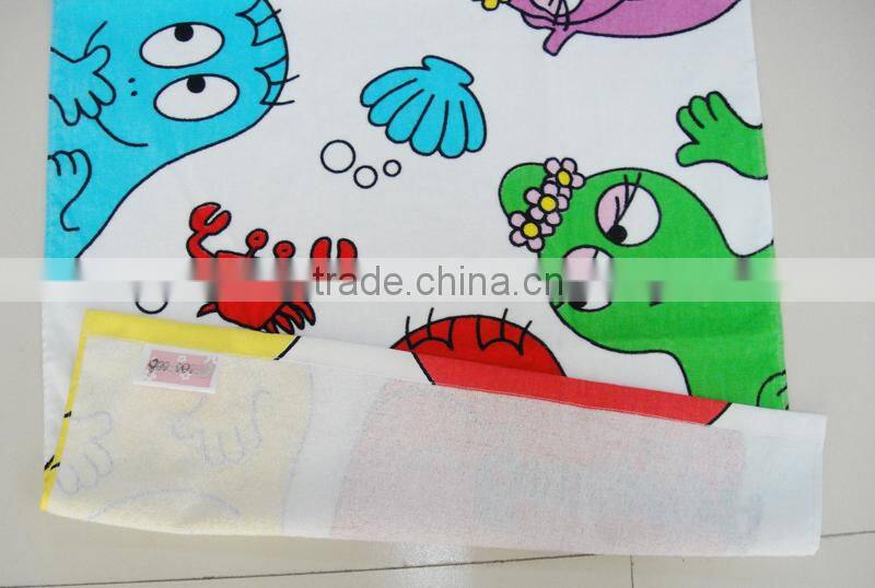 2015 HOT sell 100% cotton silk screen printing cartoon baby beach towel household baby bath towel