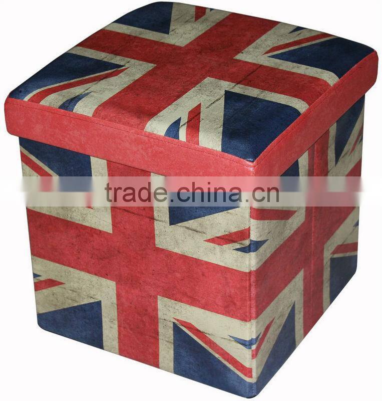 Bedroom furniture! Colorful printing folding storage ottoman