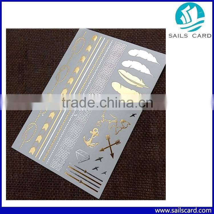 Fashionable design Gold Metallic tattoo sticker for body art