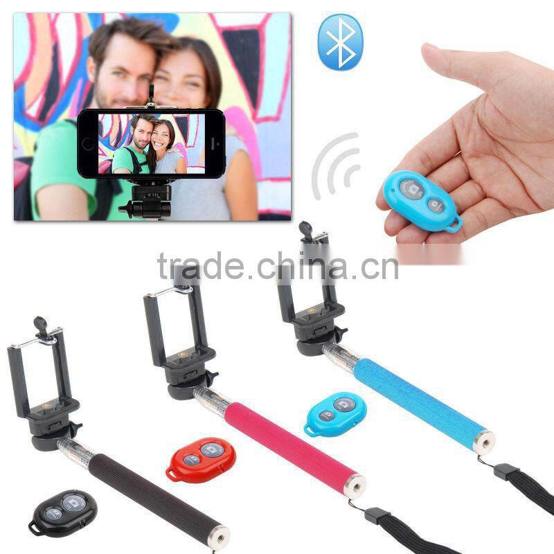 new arrival wireless remote bluetooth monopod selfie stick with remote shutter for smart phone
