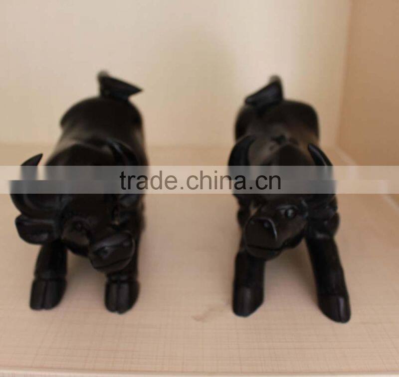 natural rock black obsidian crystal carving Cattle