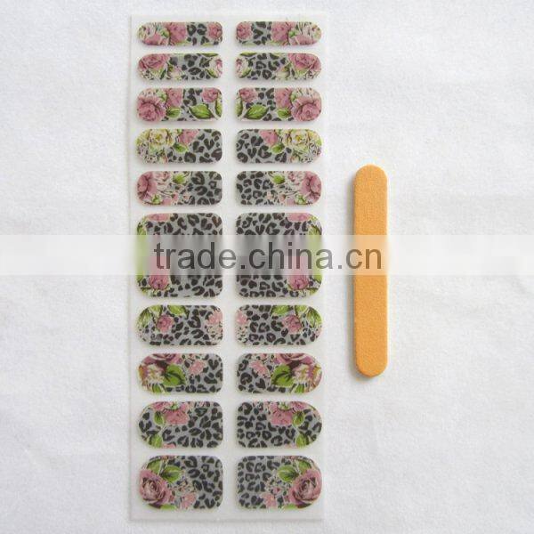 2016 New design ODM neon pink glitter gel nail wrap polish fashion shiny nail polish strips sexy long nails 22tips