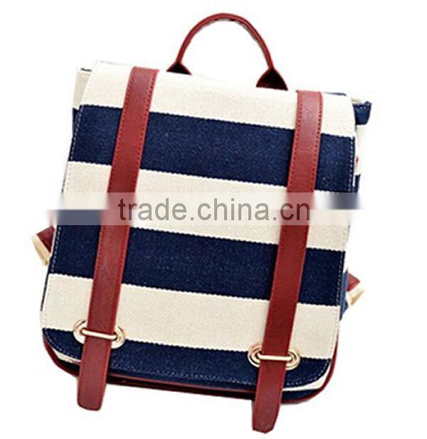 Naval Stripe Restoring Backpack,England College Student Canvas Bag,Shool Shoulder Bag
