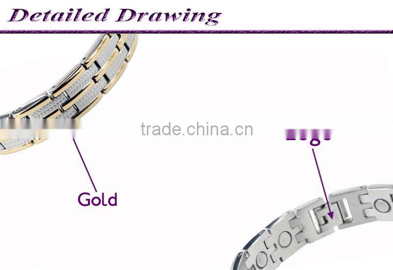 Fashion Double row magnetic titanium 18k gold plated fashion jewelry bracelet