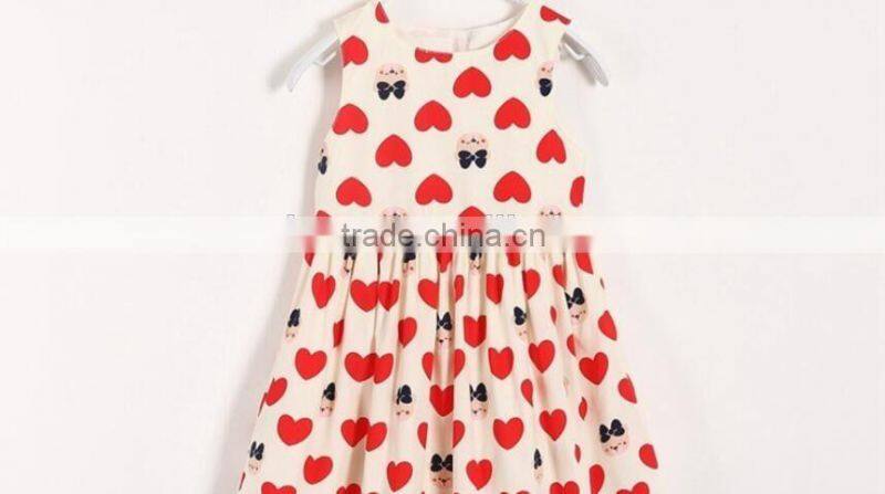 2016 new style children girls dress love heart printed dress wholesale OEM ODM