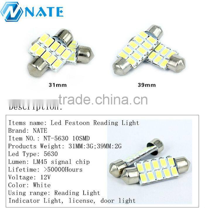10SMD 5630 Car Led Festoon Lamp Led Bulb 12v C5W 39MM Car Room Light