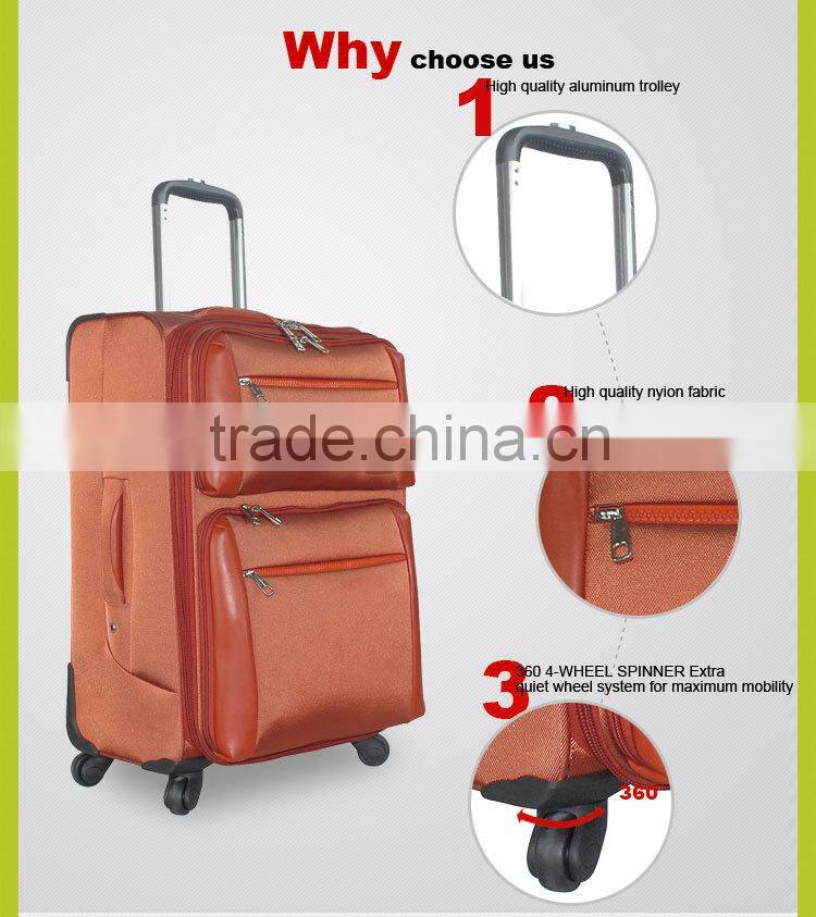 Orange Aluminum trolley luggage with combination lock or TSA lock