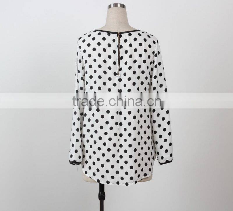 latest blouse design pictures woman polka dot blouse top long sleeve Bulk wholesale blouse manufacture