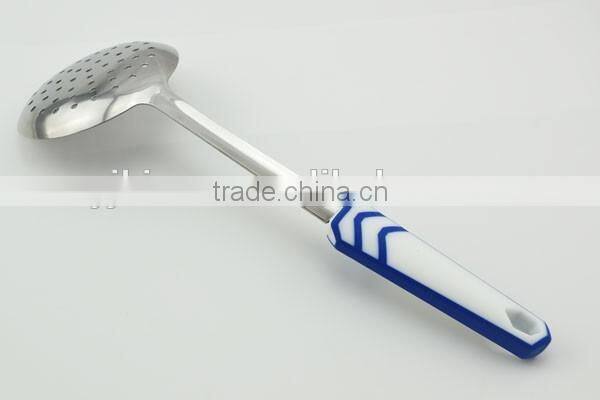 soft touch effect handle type stainless steel cooking strainer