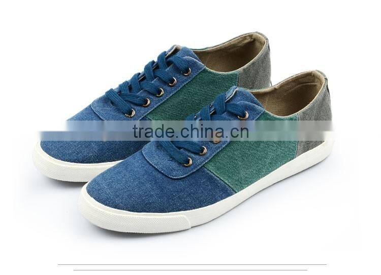 3 tones patchwork upper vulcanized trainer lace up men sneakers cheap casual canvas shoes male