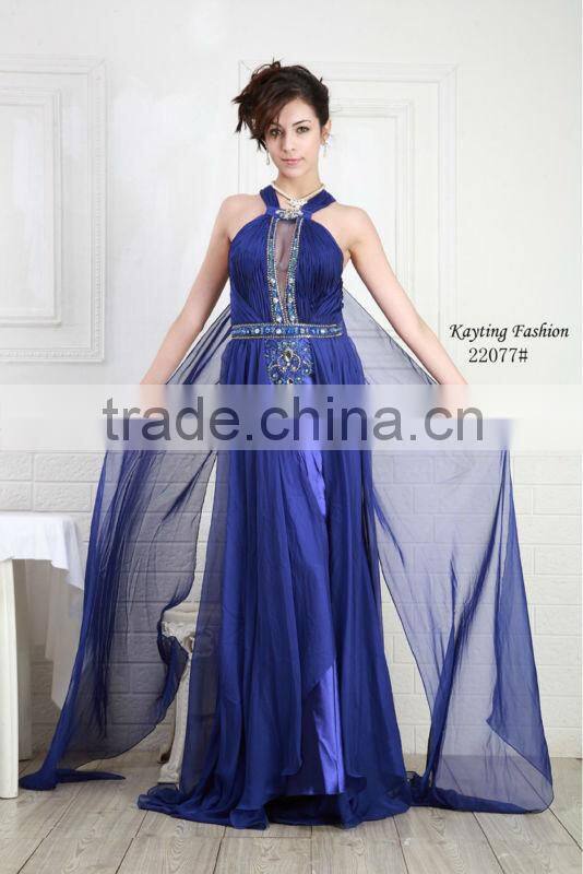 Charming Beaded Halter Sleeveless with Scarf Sexy Evening Dress 2014