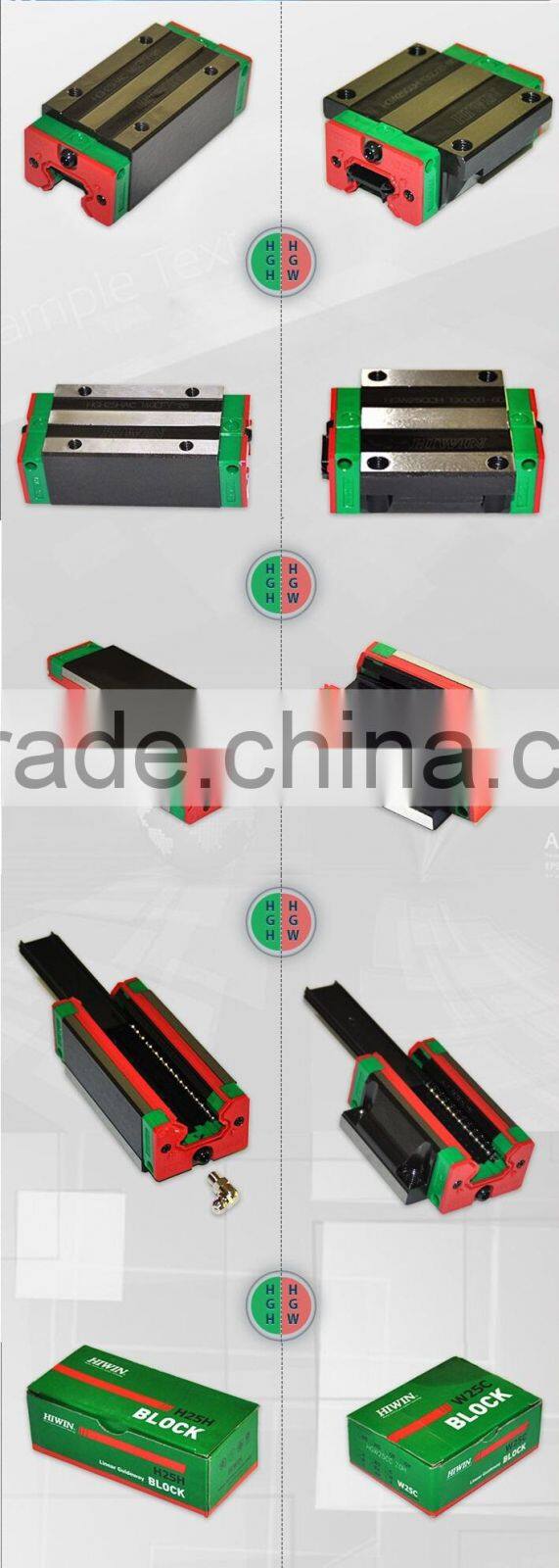 Hiwin bearing linear guideway block HGH20 motorized linear slide